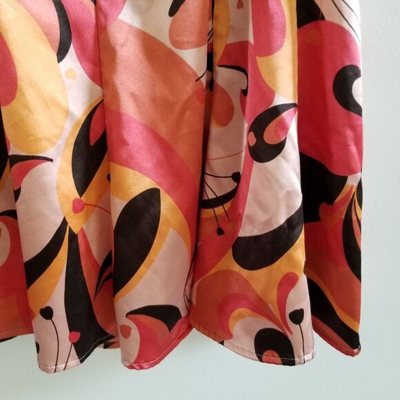 Apt. 9 Stretch Silk-Look Fully Lined Skirt Size 6 Peach and Brown - Beautiful! - Picture 7 of 16